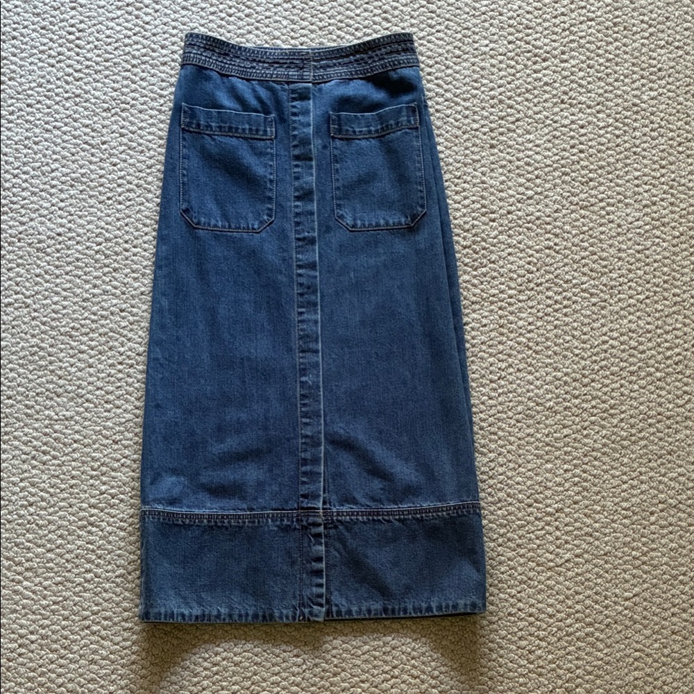 Free People Blue Denim Midi Skirt